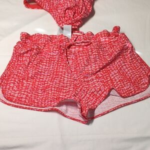Athleta Red and White Patterned Athletic two Piece Swimsuit -528